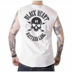 Men's Tank Top BLACK HEART - BASTRAD SKULL - WHITE