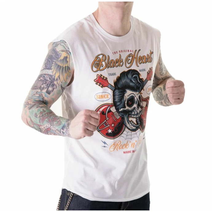Men's Tank Top BLACK HEART - ROCK N ROLL KING - WHITE 4 Men's Tank Top BLACK HEART - ROCK N ROLL KING - WHITE - Image 2