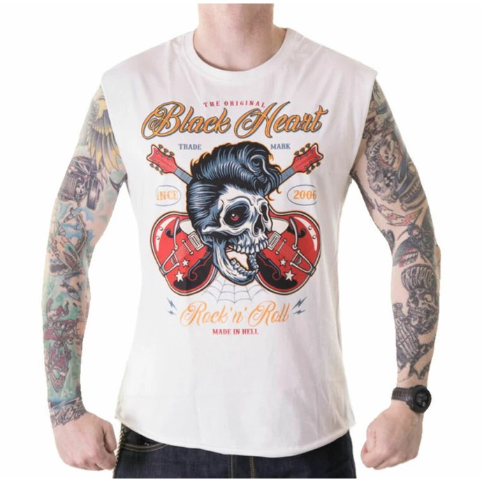 Men's Tank Top BLACK HEART - ROCK N ROLL KING - WHITE 3 Men's Tank Top BLACK HEART - ROCK N ROLL KING - WHITE