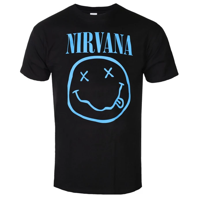 Men's T-shirt Nirvana - Blue Smiley - ROCK OFF 3 Men's T-shirt Nirvana - Blue Smiley - ROCK OFF