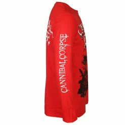 Men's Long Sleeve T-shirt CANNIBAL CORPSE - PILE OF SKULLS - RED - PLASTIC HEAD -Halloween Mens Wear Store 123597 w016