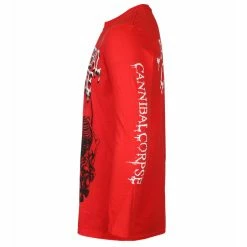Men's Long Sleeve T-shirt CANNIBAL CORPSE - PILE OF SKULLS - RED - PLASTIC HEAD -Halloween Mens Wear Store 123597 w017
