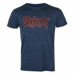 Men's T-shirt Slipknot - Logo Snow Wash NAVY - ROCK OFF