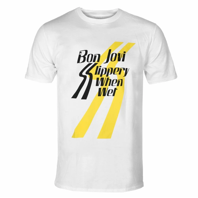 Men's T-shirt Bon Jovi - Slippery When Wet - WHITE - ROCK OFF 3 Men's T-shirt Bon Jovi - Slippery When Wet - WHITE - ROCK OFF