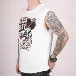 Men's Tank Top BLACK HEART - SPEEDY - WHITE -Halloween Mens Wear Store 9730 1 triko black heart speedy