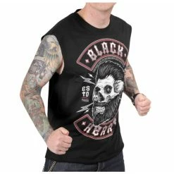 Men's Tank Top BLACK HEART - BEARD SKULL - BLACK -Halloween Mens Wear Store 9817 2 triko black heart beard skull