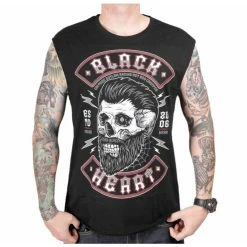 Men's Tank Top BLACK HEART - BEARD SKULL - BLACK