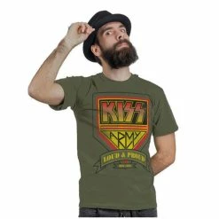 T-shirt Metal Men's Kiss - ARMY Distressed Logo - HYBRIS -Halloween Mens Wear Store ER 1 KISS009 MODEL