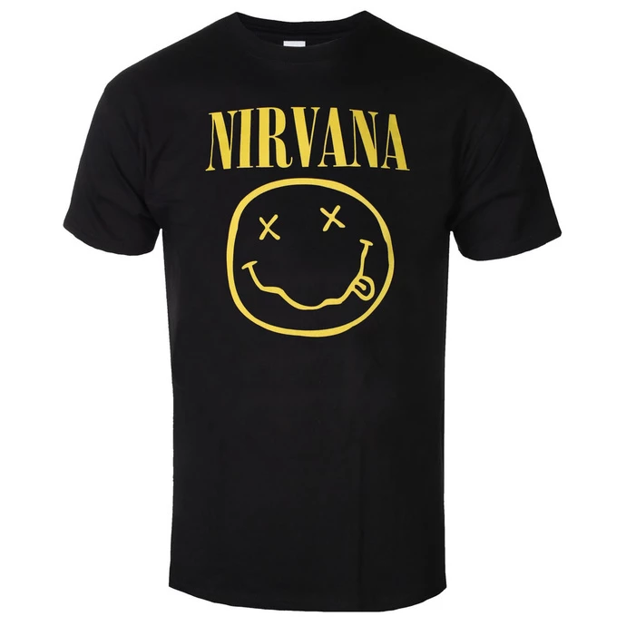 Men's T-shirt Nirvana - Yellow Smiley Flower Sniffin - ROCK OFF 3 Men's T-shirt Nirvana - Yellow Smiley Flower Sniffin - ROCK OFF