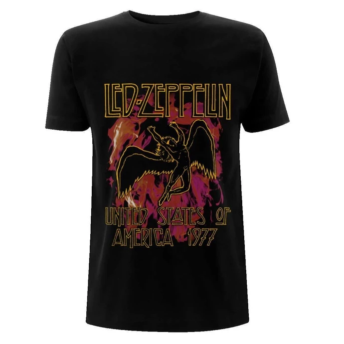 T-shirt Metal Men's Led Zeppelin - Black Flames - NNM 3 T-shirt Metal Men's Led Zeppelin - Black Flames - NNM