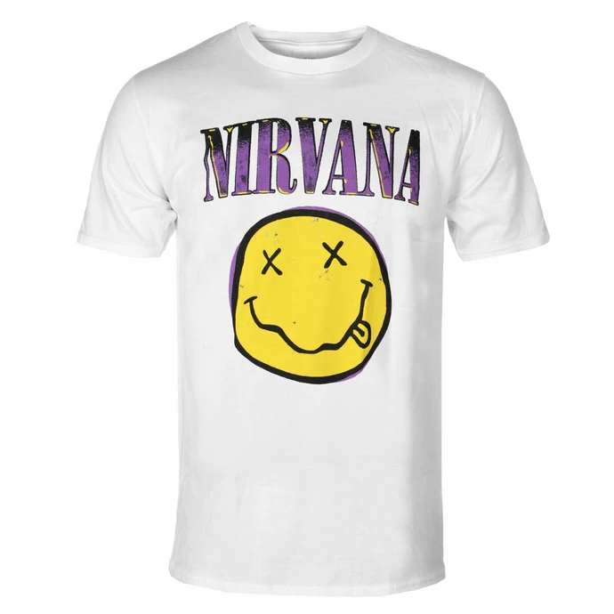 Men's T-shirt Nirvana - Xerox Smiley Pink - ROCK OFF 3 Men's T-shirt Nirvana - Xerox Smiley Pink - ROCK OFF