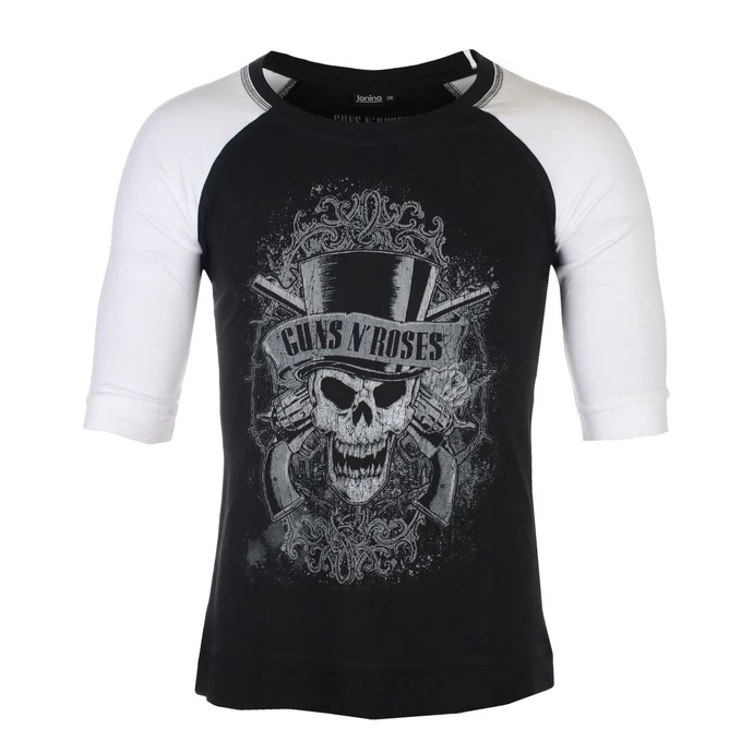 Unisex T-shirt With 3/4 Sleeve Guns N' Roses - Faded Skull - BL / WHT Raglan - ROCK OFF 3 Unisex T-shirt With 3/4 Sleeve Guns N' Roses - Faded Skull - BL / WHT Raglan - ROCK OFF