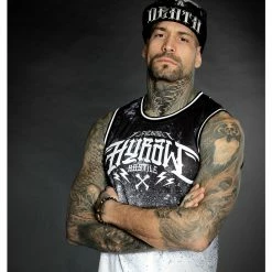 Men's Top (jersey) HYRAW - WHITE BLAZON -Halloween Mens Wear Store hyraw debardeur basket blanc homme white blazon 2