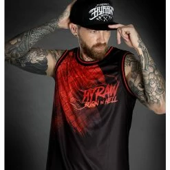 Men's Top (jersey) HYRAW - BURN IN HELL -Halloween Mens Wear Store hyraw debardeur basket noir homme burn in hell 2