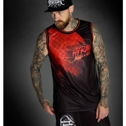 Men's Top (jersey) HYRAW - BURN IN HELL -Halloween Mens Wear Store hyraw debardeur basket noir homme burn in hell 4