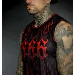 Men's Top (jersey) HYRAW - LUCIFER - RED -Halloween Mens Wear Store hyraw debardeur basket noir homme lucifer red 3