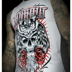 Men's Top HYRAW - DEAD OWL - WHITE -Halloween Mens Wear Store hyraw debardeur blanc homme dead owl white 2