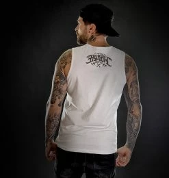 Men's Tank Top HYRAW - DISHONOR - White -Halloween Mens Wear Store hyraw debardeur homme dishonor white 3