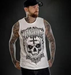 Men's Tank Top HYRAW - DISHONOR - White -Halloween Mens Wear Store hyraw debardeur homme dishonor white 4
