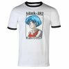 Men's T-shirt Blink 182 - Anime - White/Black Ringer -Halloween Mens Wear Store k005