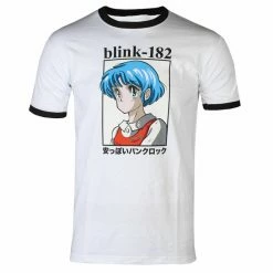 Men's T-shirt Blink 182 - Anime - White/Black Ringer