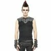 Men's Tank Top DEVIL FASHION - Vertigo Punk Vest With Leather Patches - Black -Halloween Mens Wear Store saa3f