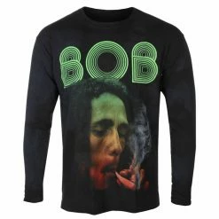 Men's Long-sleeved T-shirt Bob Marley - Smoke Gradient - BLACK - Dip-Dye