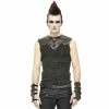 Men's Tank Top DEVIL FASHION - Vertigo Punk Vest With Leather Patches - Brown -Halloween Mens Wear Store tt16702 7qdi