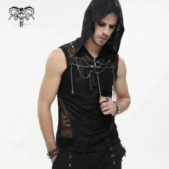 Men's Tank Top DEVIL FASHION - Necrosis Punk Tank Top With Chains -Halloween Mens Wear Store tt201z4