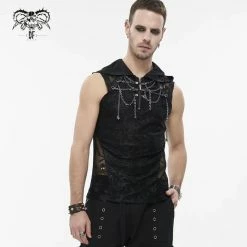 Men's Tank Top DEVIL FASHION - Necrosis Punk Tank Top With Chains -Halloween Mens Wear Store tt201z5