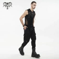 Men's Tank Top DEVIL FASHION - Necrosis Punk Tank Top With Chains -Halloween Mens Wear Store tt201z6